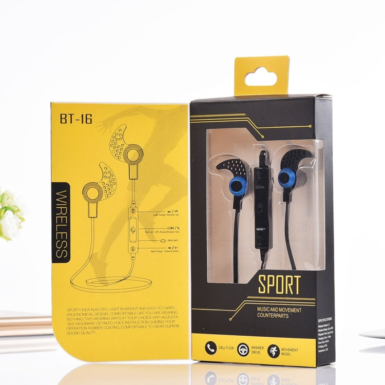 BT-16 Wireless Bluetooth In-ear Headphone Sports Music and Movement Counterparts Headset with Microphones, For Smartphone, Built-in Bluetooth Wireless Transmission, Transmission Distance: within 10m