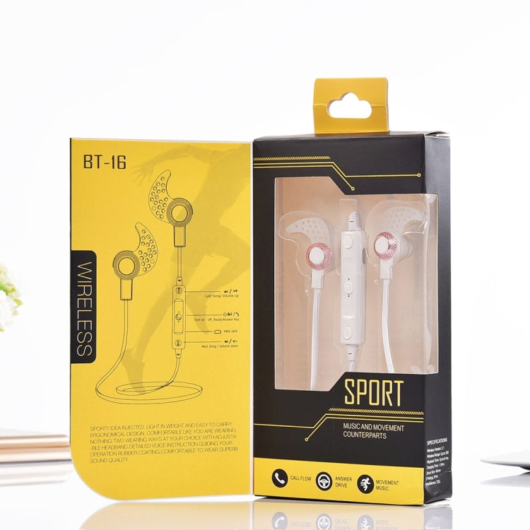 BT-16 Wireless Bluetooth In-ear Headphone Sports Music and Movement Counterparts Headset with Microphones, For Smartphone, Built-in Bluetooth Wireless Transmission, Transmission Distance: within 10m