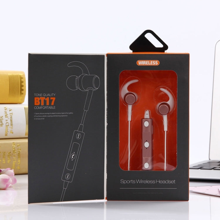 BT-17 Wireless Bluetooth In-ear Headphone Sports Headset with Microphones, For Smartphone, Built-in Bluetooth Wireless Transmission, Transmission Distance: within 10m