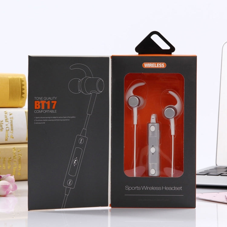 BT-17 Wireless Bluetooth In-ear Headphone Sports Headset with Microphones, For Smartphone, Built-in Bluetooth Wireless Transmission, Transmission Distance: within 10m
