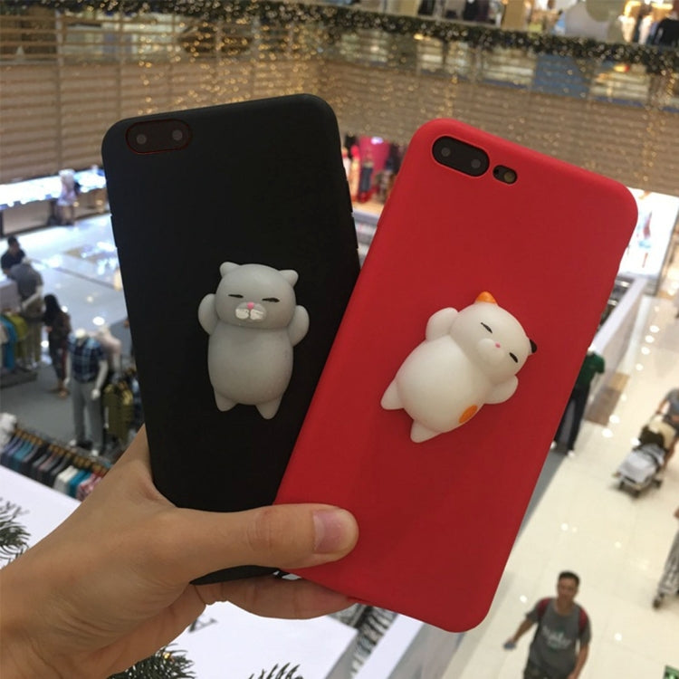 For iPhone 8 Plus & 7 Plus   3D Lovely Cat Cartoon Pattern Squeeze Relief Squishy Protective Back Cover Case