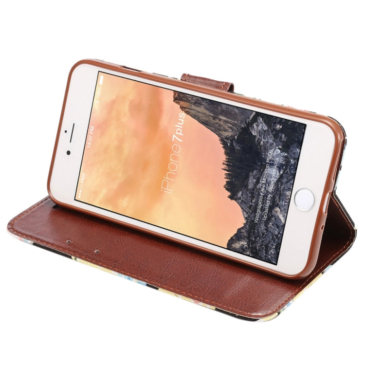 For iPhone 8 Plus & 7 Plus   Cotton Print Texture Horizontal Flip Leather Case with Card Slot & Holder, Random Pattern Delivery(Black)