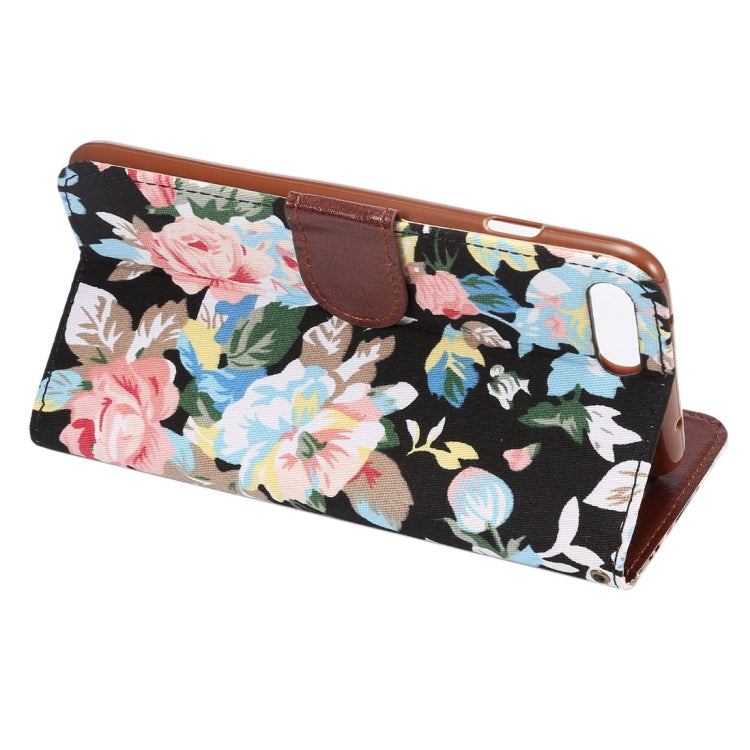 For iPhone 8 Plus & 7 Plus   Cotton Print Texture Horizontal Flip Leather Case with Card Slot & Holder, Random Pattern Delivery(Black)