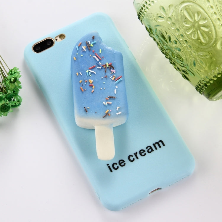 For iPhone 8 Plus & 7 Plus   Ice Cream Pattern Squeeze Rebound Squishy Dropproof Protective Back Cover Case(Blue)