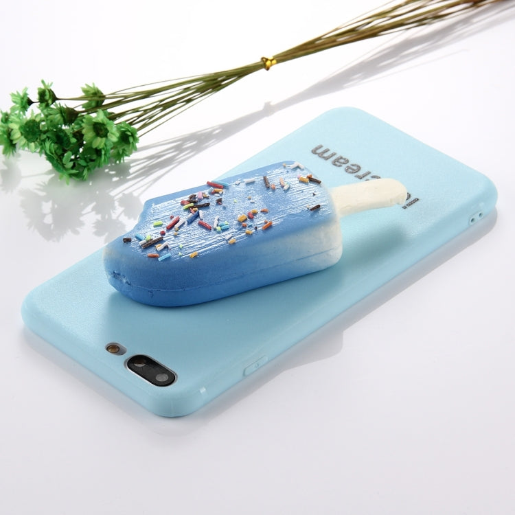 For iPhone 8 Plus & 7 Plus   Ice Cream Pattern Squeeze Rebound Squishy Dropproof Protective Back Cover Case(Blue)