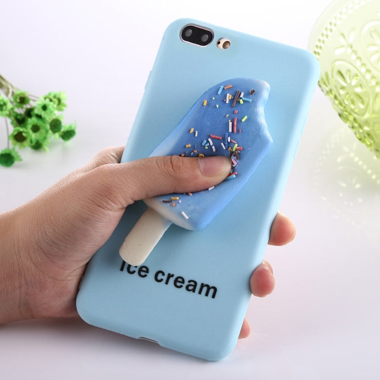 For iPhone 8 Plus & 7 Plus   Ice Cream Pattern Squeeze Rebound Squishy Dropproof Protective Back Cover Case(Blue)