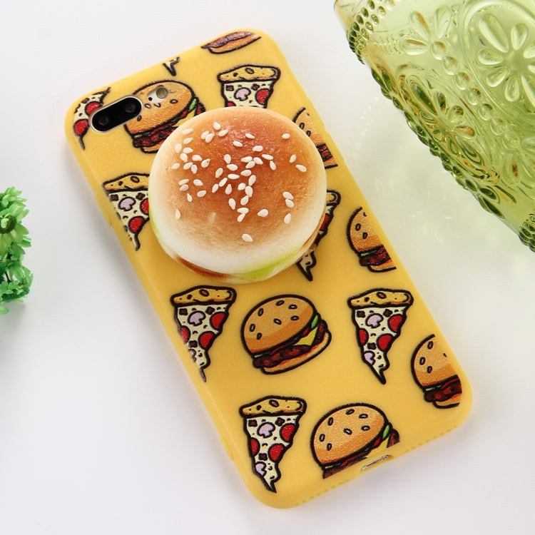 For iPhone 8 Plus & 7 Plus   Sesame Burger Pattern Squeeze Rebound Squishy Dropproof Protective Back Cover Case(Yellow)