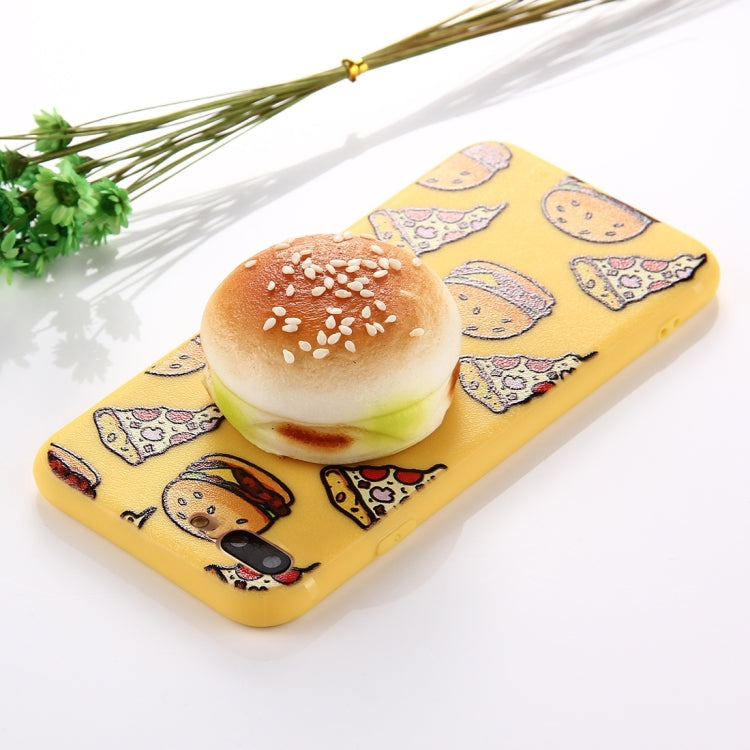 For iPhone 8 Plus & 7 Plus   Sesame Burger Pattern Squeeze Rebound Squishy Dropproof Protective Back Cover Case(Yellow)