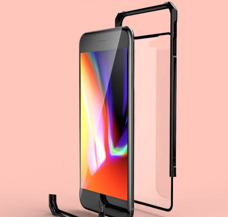 Snap-on Aluminum Frame and Tempered Glass Back Plate Case for iPhone 7 Plus