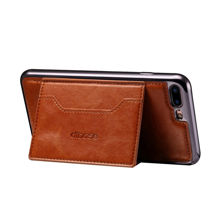 For iPhone 8 Plus & 7 Plus   Electroplating TPU Crazy Horse Texture Protective Leather Case with Holder & Card Slots & Lanyard