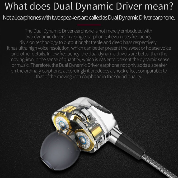 Original 1.2m G2 Dual Moving Coil 6mm Dual Dynamic Driver Earphone, HiFi In-Ear Stereo Audio Earphone, For Apple & Smart Phone & MP3/4 & Other Sound Output Devices