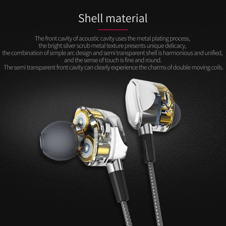 Original 1.2m G2 Dual Moving Coil 6mm Dual Dynamic Driver Earphone, HiFi In-Ear Stereo Audio Earphone, For Apple & Smart Phone & MP3/4 & Other Sound Output Devices