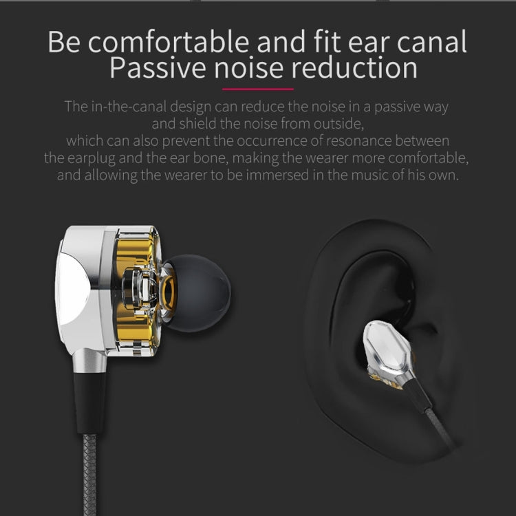 Original 1.2m G2 Dual Moving Coil 6mm Dual Dynamic Driver Earphone, HiFi In-Ear Stereo Audio Earphone, For Apple & Smart Phone & MP3/4 & Other Sound Output Devices