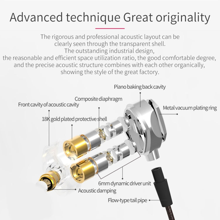 Original 1.2m G2 Dual Moving Coil 6mm Dual Dynamic Driver Earphone, HiFi In-Ear Stereo Audio Earphone, For Apple & Smart Phone & MP3/4 & Other Sound Output Devices