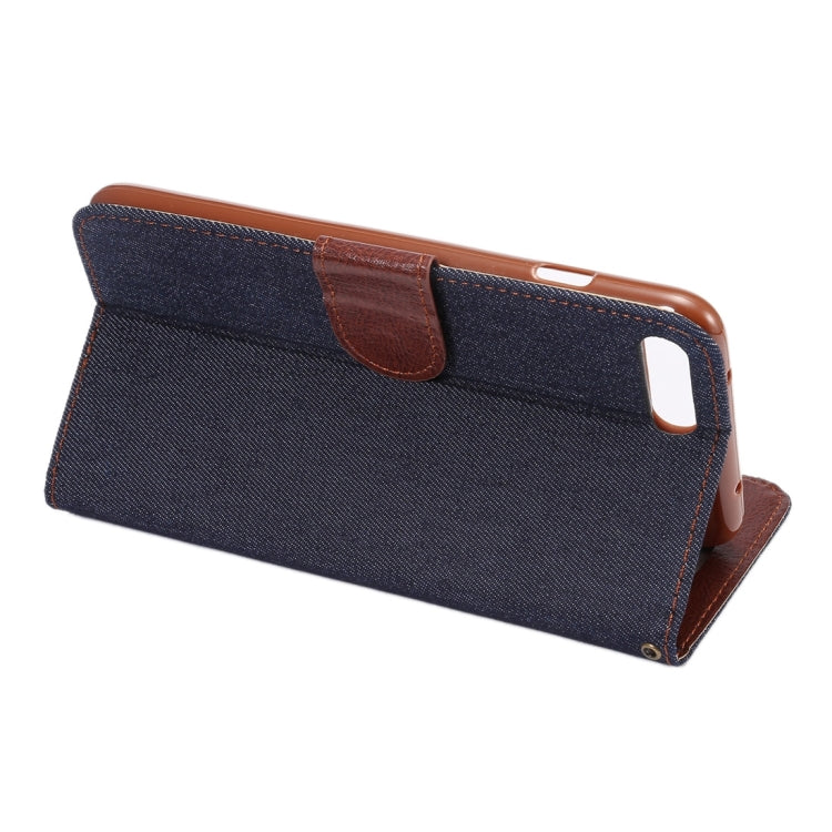 For iPhone 8 Plus & 7 Plus   Cowboy Cloth Texture Magnetic Adsorption Horizontal Flip Leather Case with Card Slot & Holder & Wallet(Black)