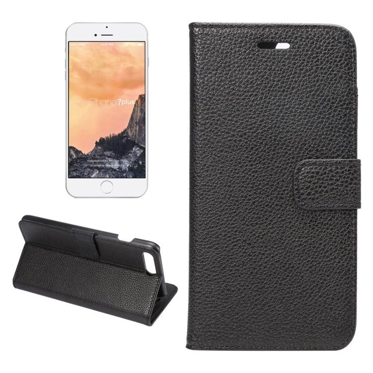 For iPhone 8 Plus & 7 Plus   Lichi Texture Magnetic Adsorption Horizontal Flip Leather Case with Card Slot & Holder & Wallet