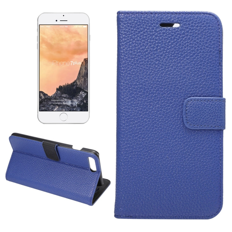 For iPhone 8 Plus & 7 Plus   Lichi Texture Magnetic Adsorption Horizontal Flip Leather Case with Card Slot & Holder & Wallet