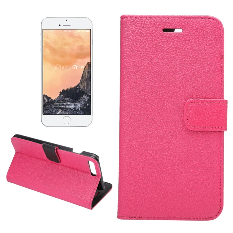 For iPhone 8 Plus & 7 Plus   Lichi Texture Magnetic Adsorption Horizontal Flip Leather Case with Card Slot & Holder & Wallet
