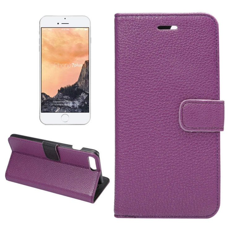 For iPhone 8 Plus & 7 Plus   Lichi Texture Magnetic Adsorption Horizontal Flip Leather Case with Card Slot & Holder & Wallet