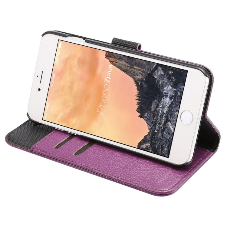 For iPhone 8 Plus & 7 Plus   Lichi Texture Magnetic Adsorption Horizontal Flip Leather Case with Card Slot & Holder & Wallet