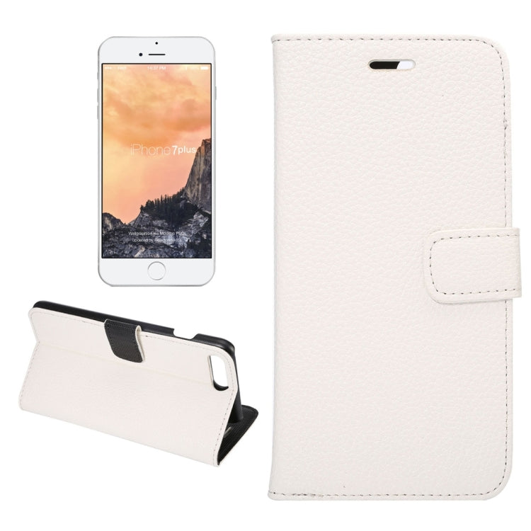For iPhone 8 Plus & 7 Plus   Lichi Texture Magnetic Adsorption Horizontal Flip Leather Case with Card Slot & Holder & Wallet