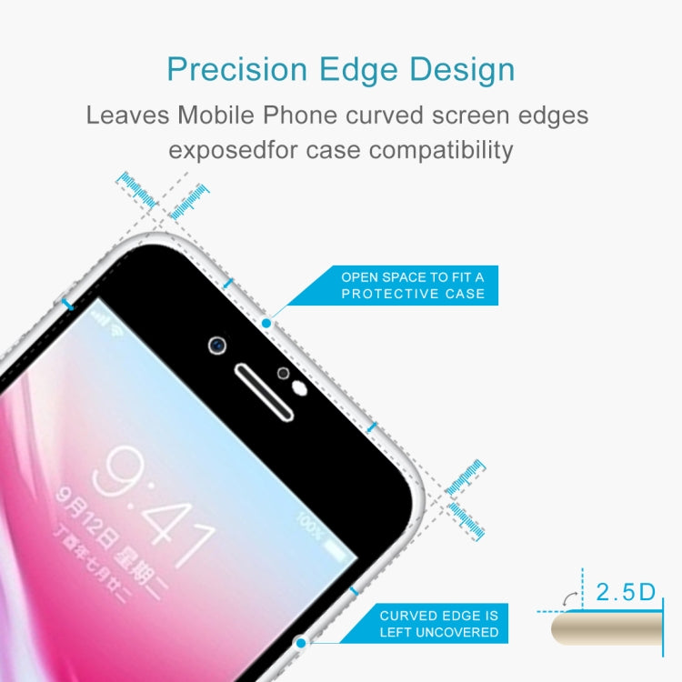 For iPhone 8 0.26mm 9H Surface Hardness 2.5D Explosion-proof Full Screen Silk-screen Tempered Glass Screen Film