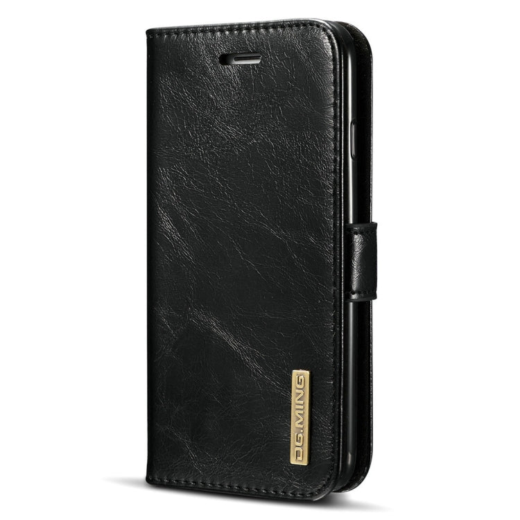 DG.MING for iPhone 8 & 7 Genuine Leather Horizontal Flip Detachable Magnetic Protective Case with Holder & Card Slots & Lanyard