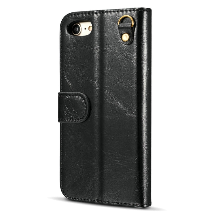 DG.MING for iPhone 8 & 7 Genuine Leather Horizontal Flip Detachable Magnetic Protective Case with Holder & Card Slots & Lanyard