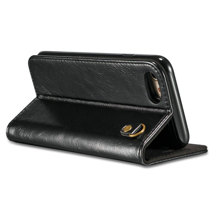 DG.MING for iPhone 8 & 7 Genuine Leather Horizontal Flip Detachable Magnetic Protective Case with Holder & Card Slots & Lanyard