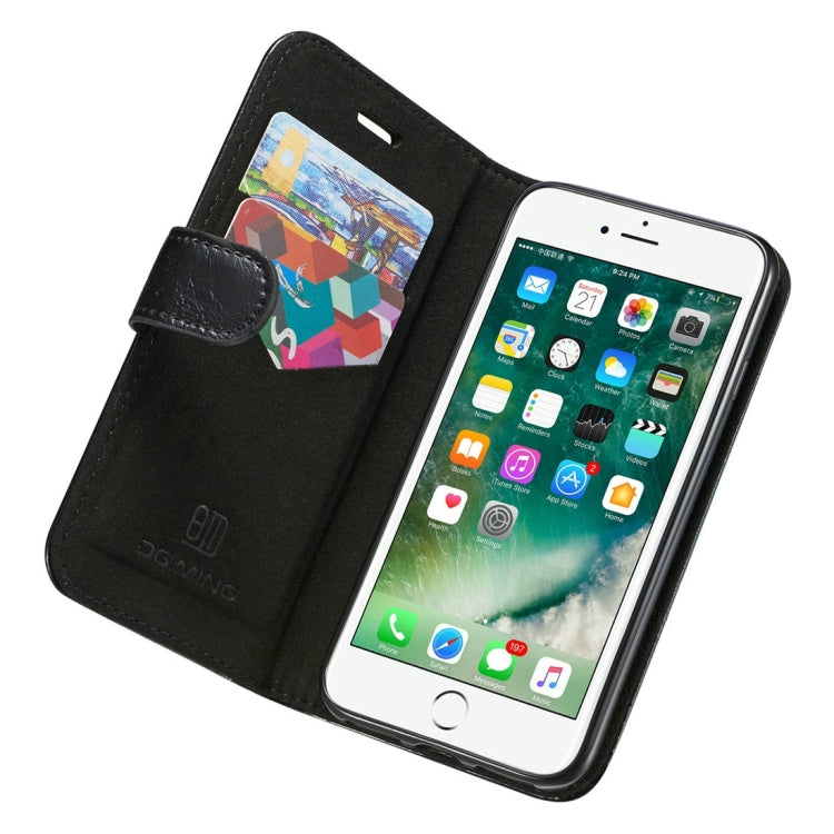DG.MING for iPhone 8 & 7 Genuine Leather Horizontal Flip Detachable Magnetic Protective Case with Holder & Card Slots & Lanyard