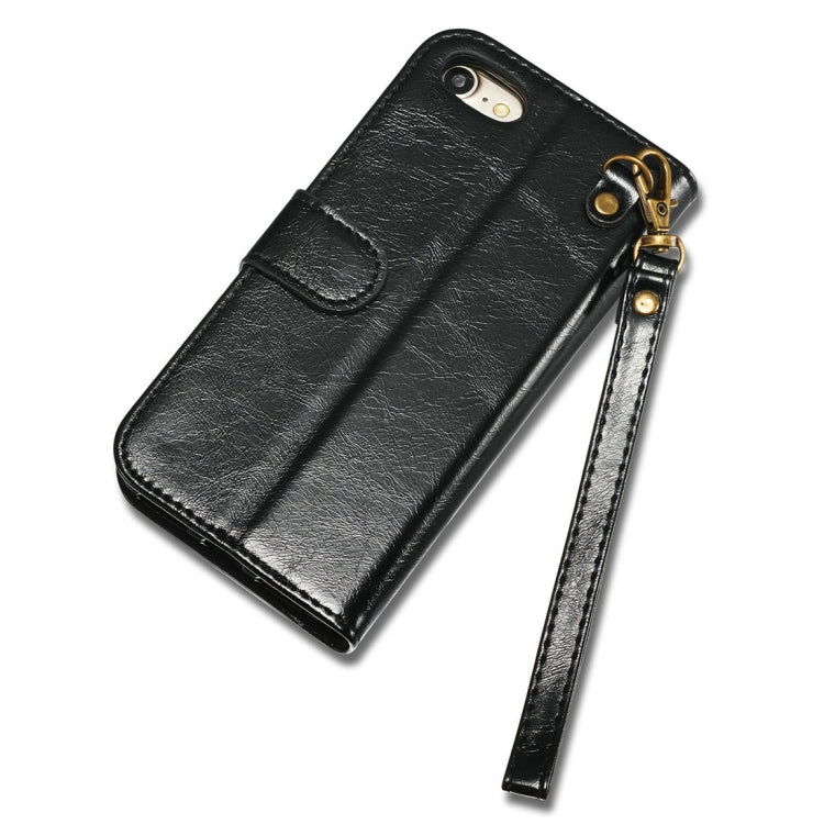 DG.MING for iPhone 8 & 7 Genuine Leather Horizontal Flip Detachable Magnetic Protective Case with Holder & Card Slots & Lanyard
