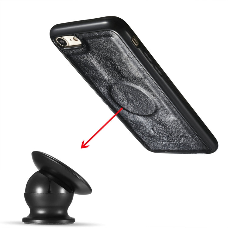 DG.MING for iPhone 8 & 7 Genuine Leather Horizontal Flip Detachable Magnetic Protective Case with Holder & Card Slots & Lanyard