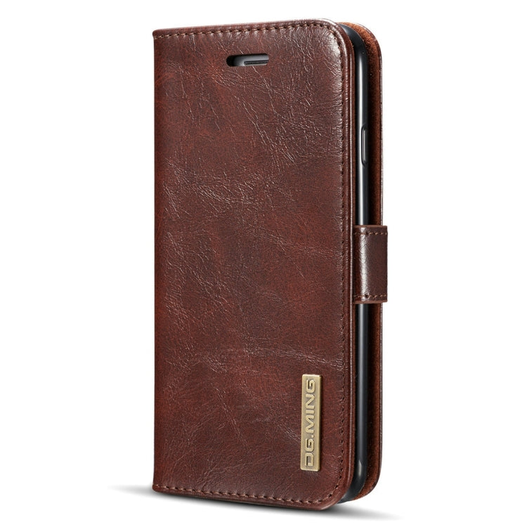 DG.MING for iPhone 8 & 7 Genuine Leather Horizontal Flip Detachable Magnetic Protective Case with Holder & Card Slots & Lanyard