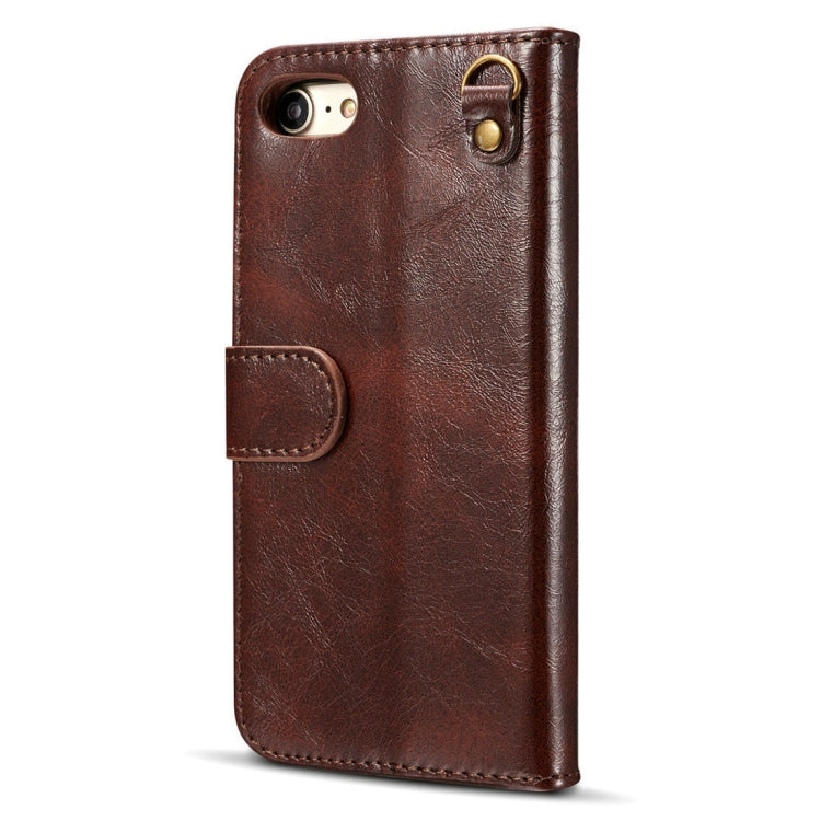 DG.MING for iPhone 8 & 7 Genuine Leather Horizontal Flip Detachable Magnetic Protective Case with Holder & Card Slots & Lanyard