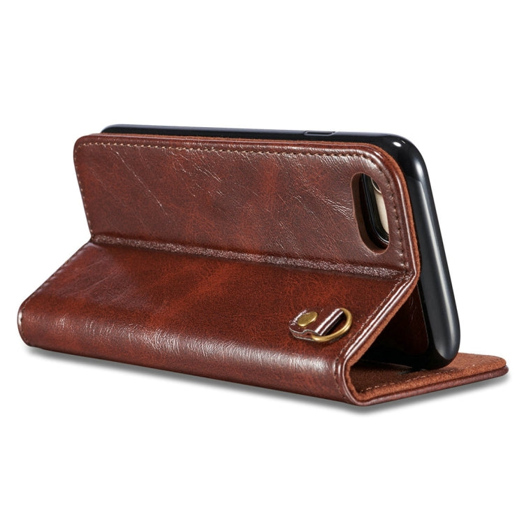 DG.MING for iPhone 8 & 7 Genuine Leather Horizontal Flip Detachable Magnetic Protective Case with Holder & Card Slots & Lanyard