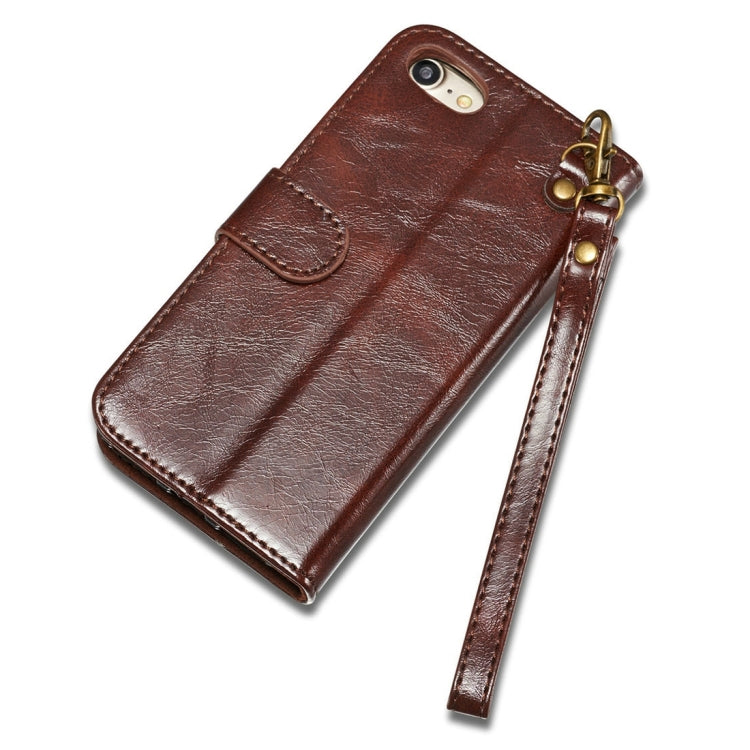 DG.MING for iPhone 8 & 7 Genuine Leather Horizontal Flip Detachable Magnetic Protective Case with Holder & Card Slots & Lanyard