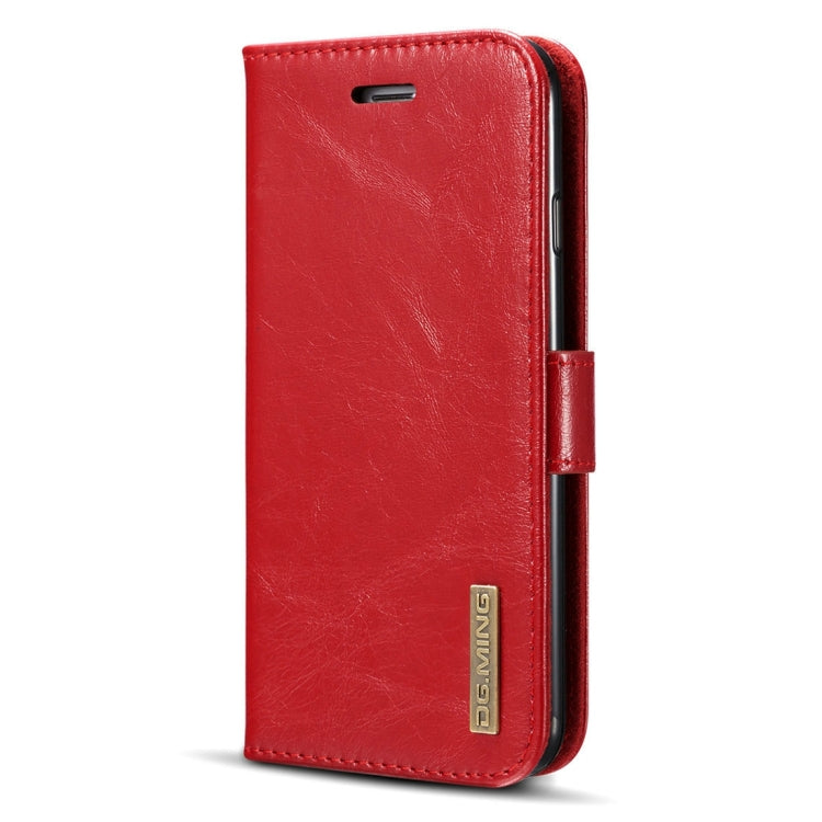 DG.MING for iPhone 8 & 7 Genuine Leather Horizontal Flip Detachable Magnetic Protective Case with Holder & Card Slots & Lanyard