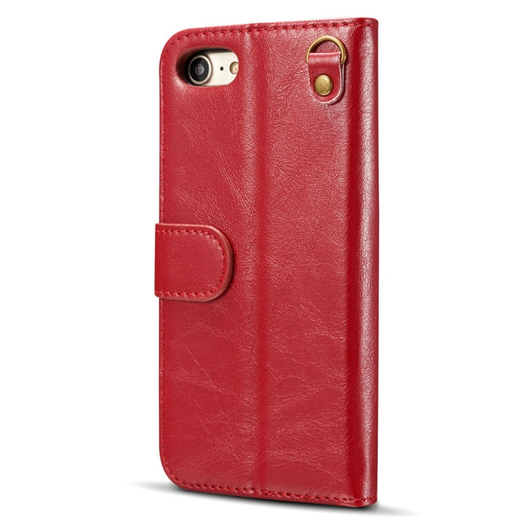 DG.MING for iPhone 8 & 7 Genuine Leather Horizontal Flip Detachable Magnetic Protective Case with Holder & Card Slots & Lanyard