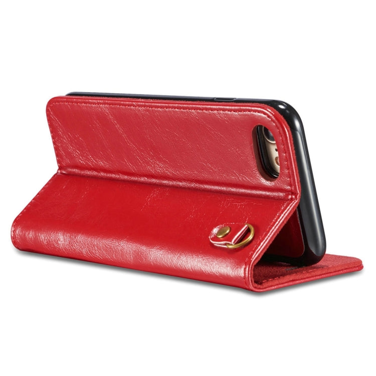 DG.MING for iPhone 8 & 7 Genuine Leather Horizontal Flip Detachable Magnetic Protective Case with Holder & Card Slots & Lanyard