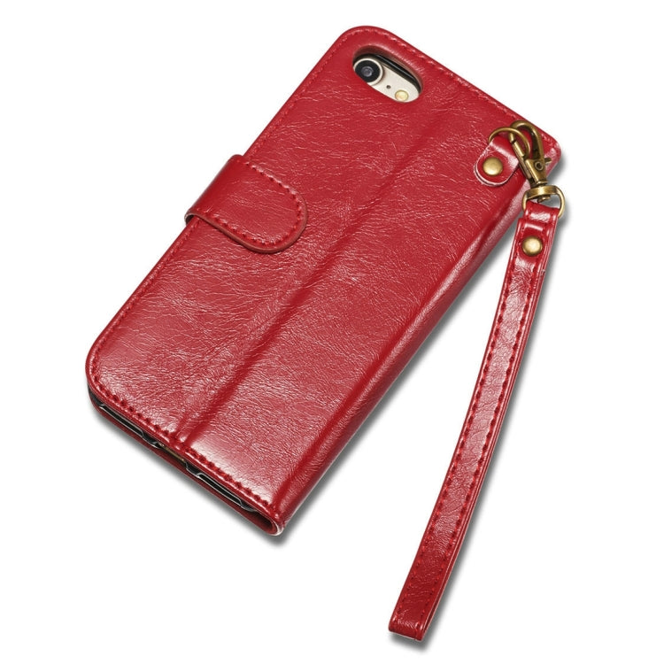 DG.MING for iPhone 8 & 7 Genuine Leather Horizontal Flip Detachable Magnetic Protective Case with Holder & Card Slots & Lanyard