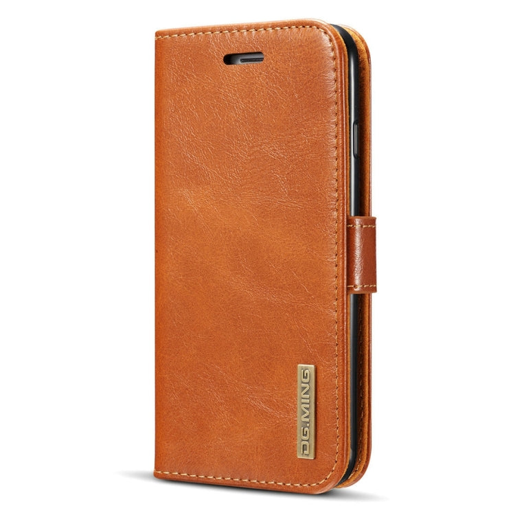 DG.MING for iPhone 8 & 7 Genuine Leather Horizontal Flip Detachable Magnetic Protective Case with Holder & Card Slots & Lanyard