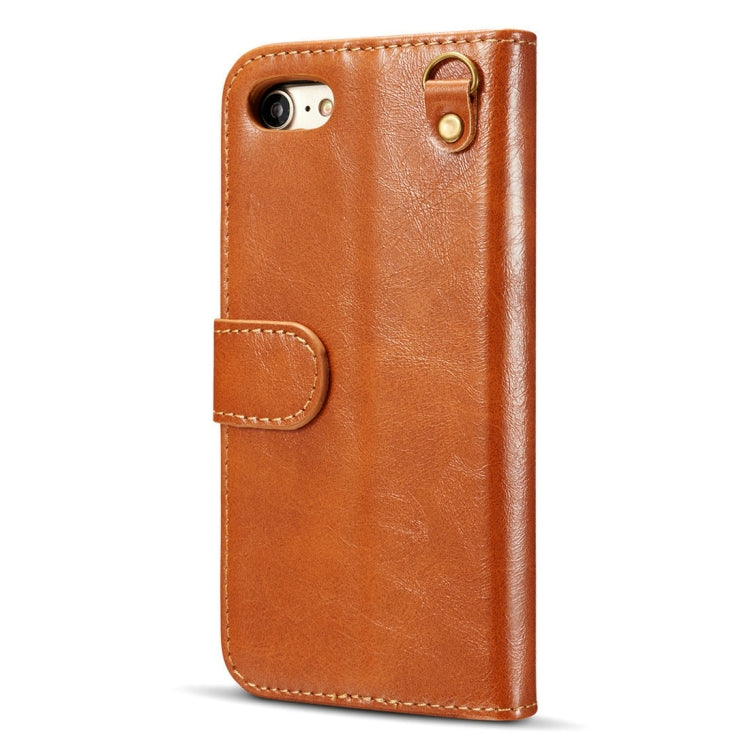 DG.MING for iPhone 8 & 7 Genuine Leather Horizontal Flip Detachable Magnetic Protective Case with Holder & Card Slots & Lanyard