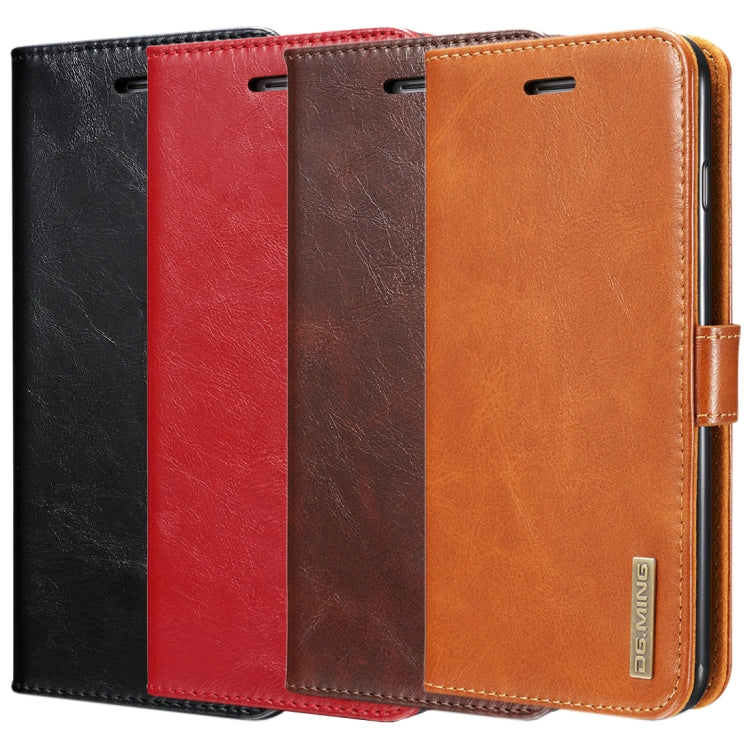 DG.MING for iPhone 8 & 7 Genuine Leather Horizontal Flip Detachable Magnetic Protective Case with Holder & Card Slots & Lanyard
