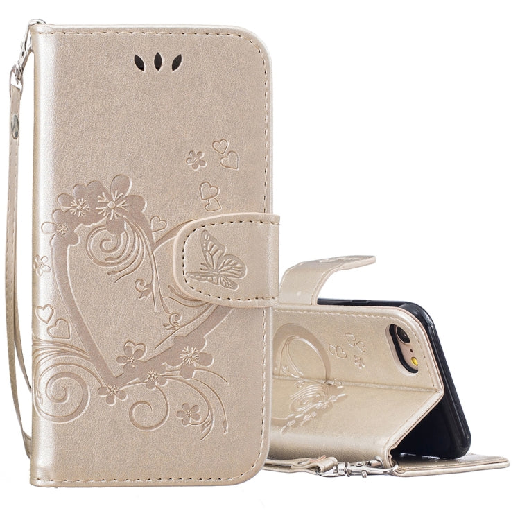 For iPhone SE 2020 & 8 & 7 Pressed Flowers Butterfly Love Pattern Horizontal Flip Leather Case with Holder & Card Slots & Wallet & Lanyard & Photo Frame