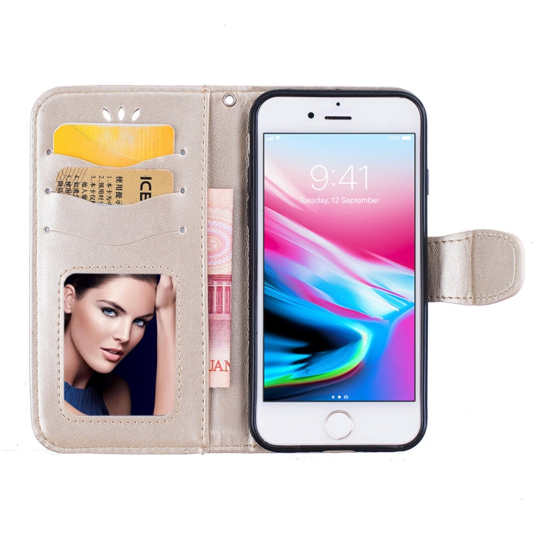 For iPhone SE 2020 & 8 & 7 Pressed Flowers Butterfly Love Pattern Horizontal Flip Leather Case with Holder & Card Slots & Wallet & Lanyard & Photo Frame