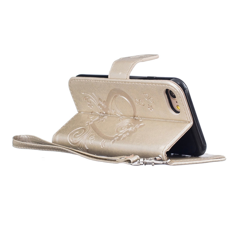For iPhone SE 2020 & 8 & 7 Pressed Flowers Butterfly Love Pattern Horizontal Flip Leather Case with Holder & Card Slots & Wallet & Lanyard & Photo Frame