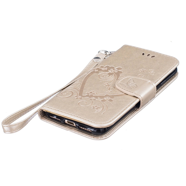 For iPhone SE 2020 & 8 & 7 Pressed Flowers Butterfly Love Pattern Horizontal Flip Leather Case with Holder & Card Slots & Wallet & Lanyard & Photo Frame