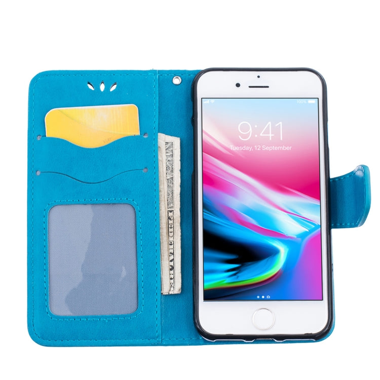 For iPhone SE 2020 & 8 & 7 Pressed Flowers Butterfly Love Pattern Horizontal Flip Leather Case with Holder & Card Slots & Wallet & Lanyard & Photo Frame