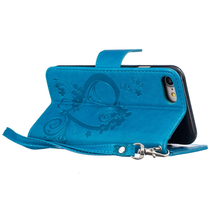 For iPhone SE 2020 & 8 & 7 Pressed Flowers Butterfly Love Pattern Horizontal Flip Leather Case with Holder & Card Slots & Wallet & Lanyard & Photo Frame