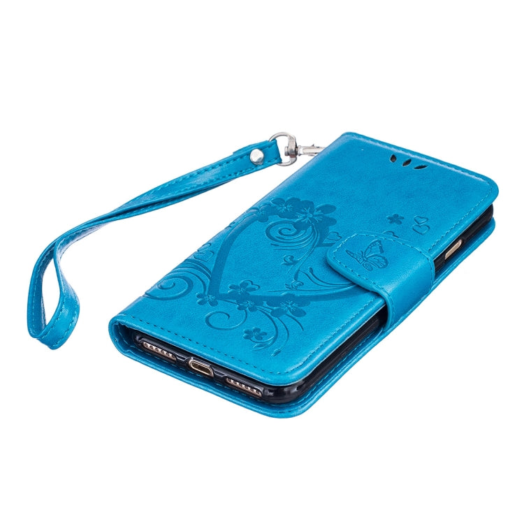 For iPhone SE 2020 & 8 & 7 Pressed Flowers Butterfly Love Pattern Horizontal Flip Leather Case with Holder & Card Slots & Wallet & Lanyard & Photo Frame